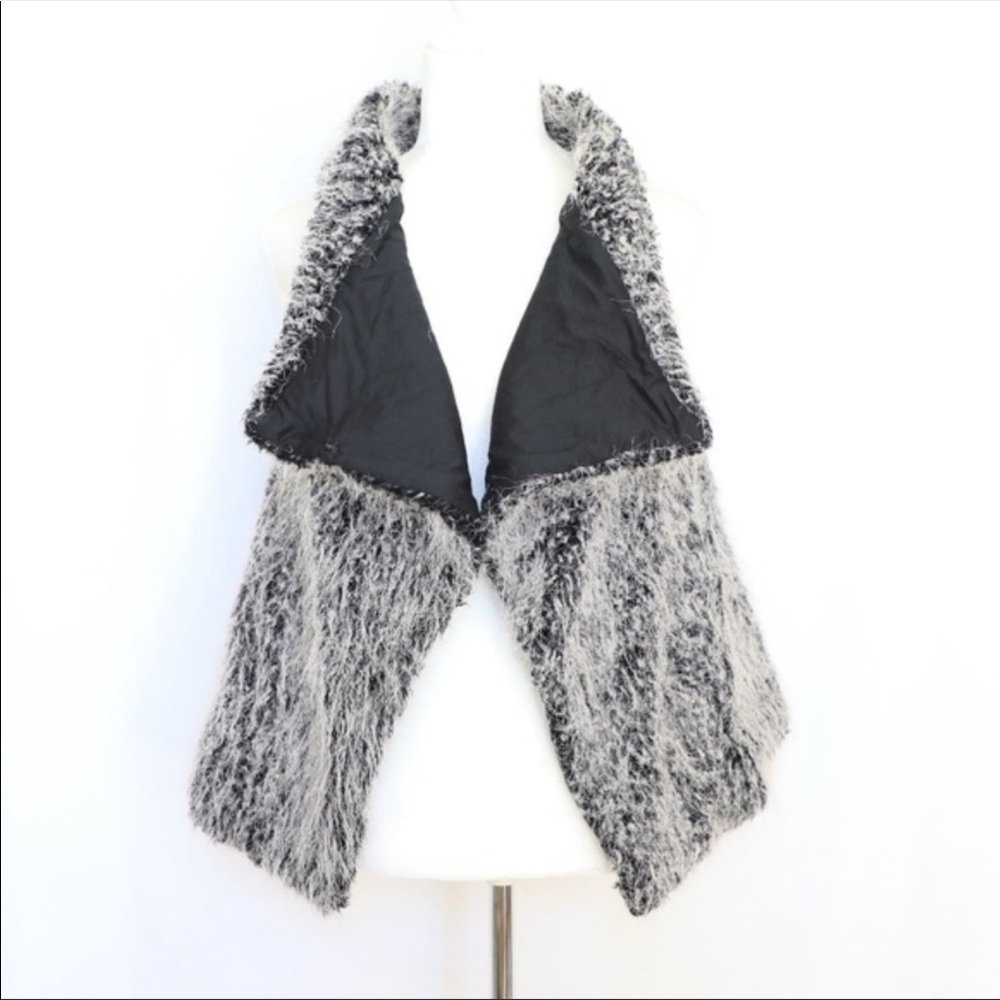 Zara Basic Black Mongolian Faux Fur Vest Small